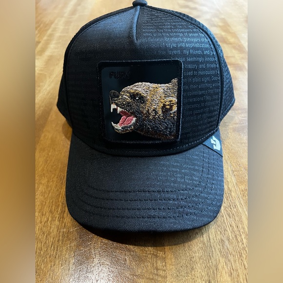Black Fury Cap with Animal Patch - Picture 1 of 4